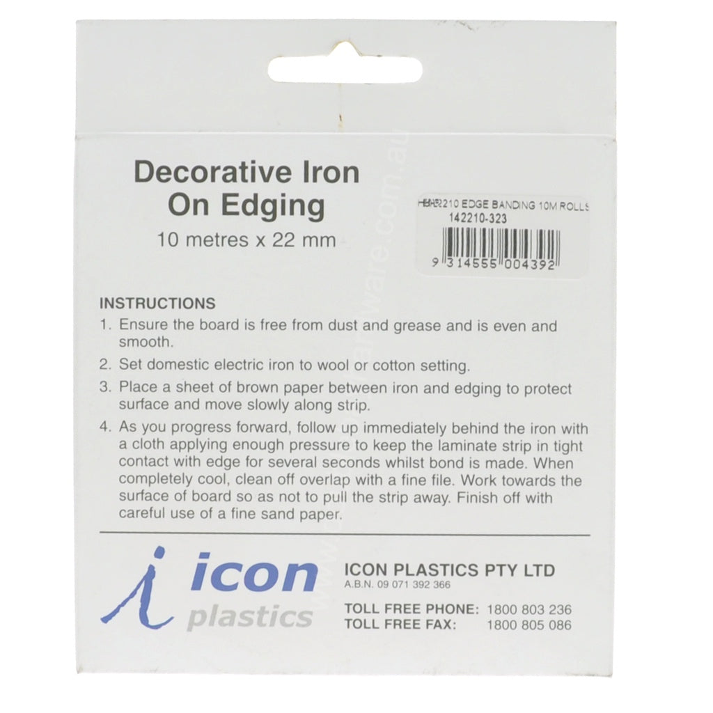 ICON PLASTIC Decorative Iron On Edging Tape 10m X 22mm White