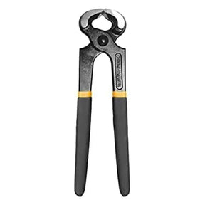 Pair of black pliers with yellow accents on a white background