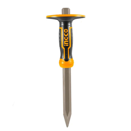 Tool with a black and orange handle on a white background