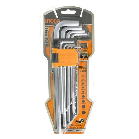 Packaged set of hex keys with Ingco branding on a white background