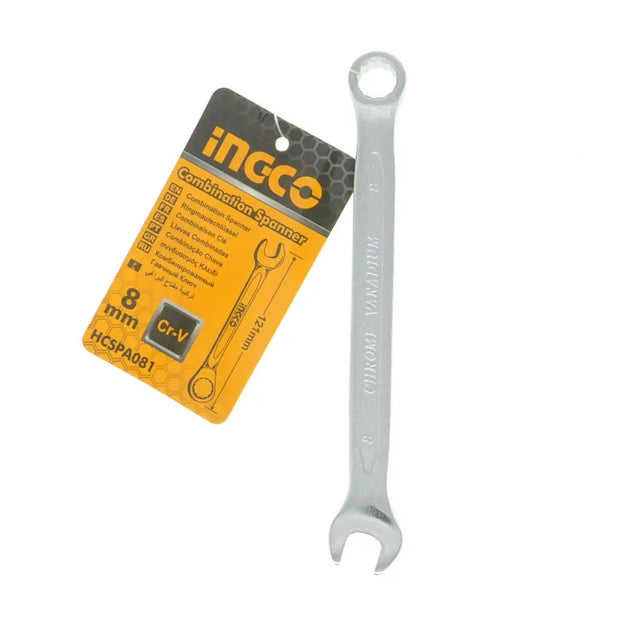 Combination spanner with INGCO packaging on a white background