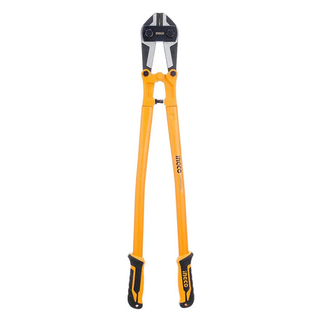 Pair of bolt cutters with a white background