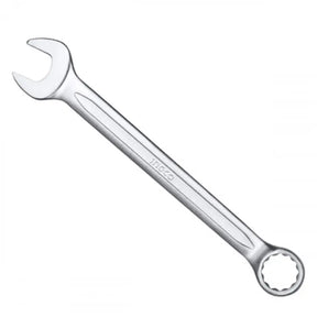 Silver combination wrench on a white background