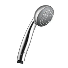 Chrome shower head on a white background