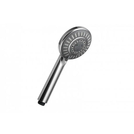 Chrome shower head on a white background