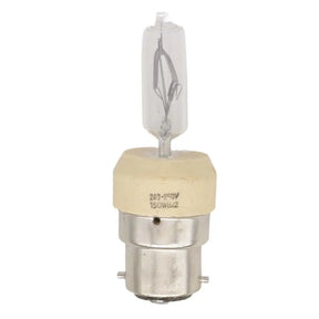 Light bulb with metal base on a white background