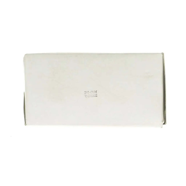 White clutch bag with a visible brand logo on a white background