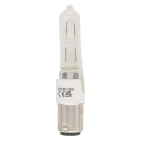 Clear light bulb with UKCA label on a white background
