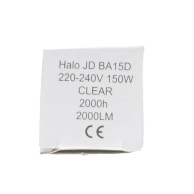 Halo JD BA15D light bulb packaging on a white background