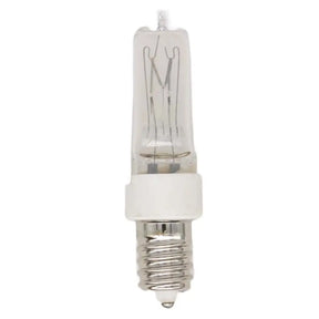 Clear light bulb with a white base on a white background