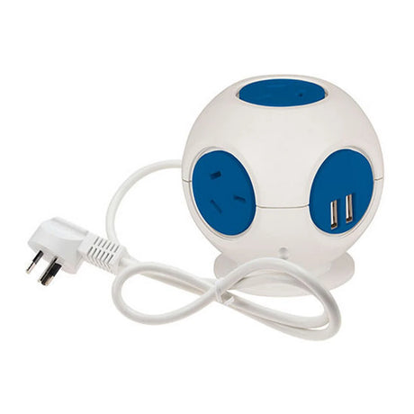 Jackson 4 Outlet Power Block With 2 USB Ports blue