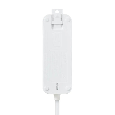 White electronic device with a cable on a white background