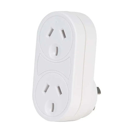 White power adapter with multiple sockets on a white background