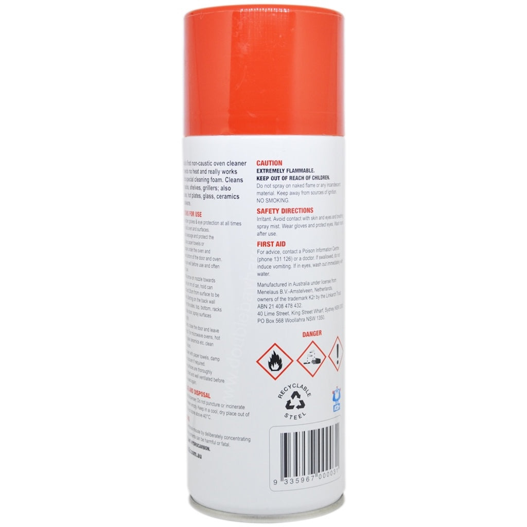 Its active foam is tough on burnt-on food and fat and sticks to vertical surfaces, working intensively for up to 24 hours.Can be easily used on ovens, racks, shelves, grillers, barbecues, hot plates glass, ceramics, and cookware.