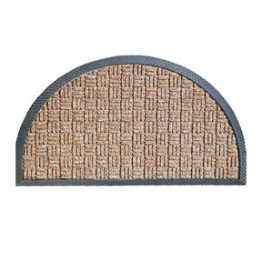 Half-moon shaped doormat with textured surface on a white background