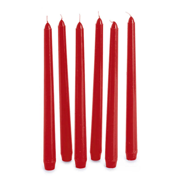 KERI Taper Dinner Candle 2x25cm Red Dripless 6Pcs