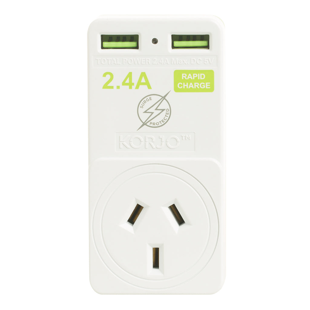 KORJO 2 Port USB & Power Adaptor For US, Canada
