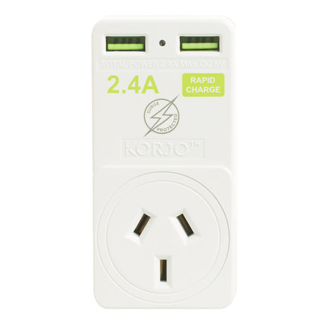 KORJO 2 Port USB & Power Adaptor For US, Canada