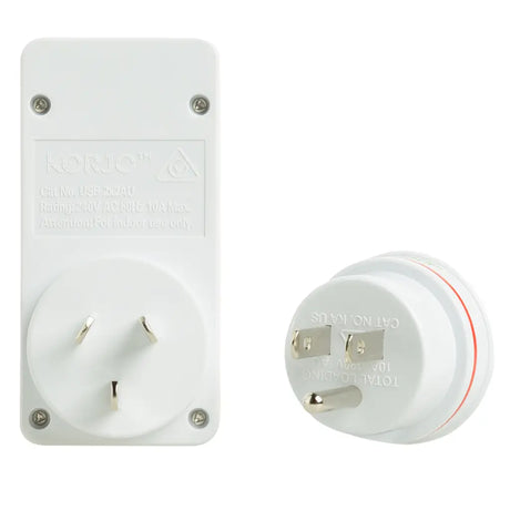 White plug adapter with socket on a white background