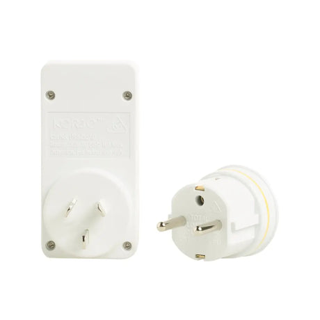 Two white plugs on a white background