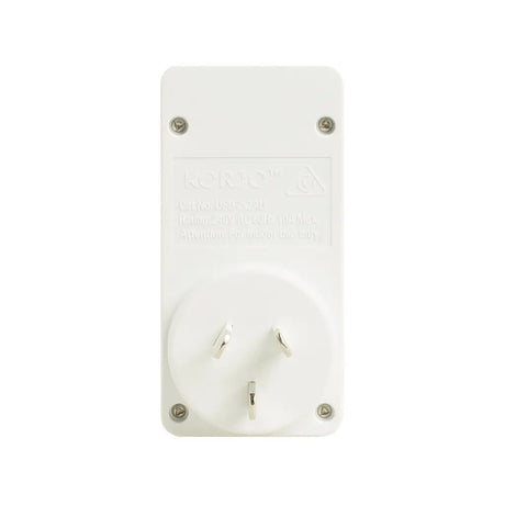 White wall socket with three outlets on a white background