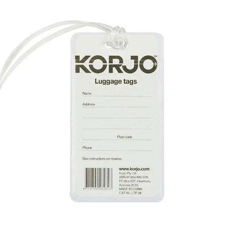 Korjo luggage tag on a white background