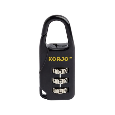 Black combination lock with 'Korjo' branding on a white background