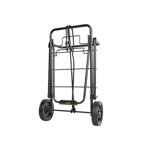 Black shopping cart with wheels on a white background