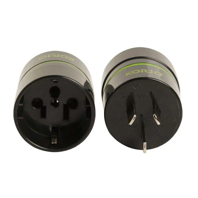 Two electrical plugs with 'Korjo' branding on a white background