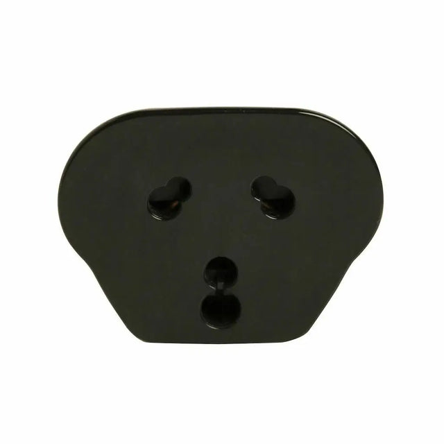 Black plastic component with multiple holes on a white background