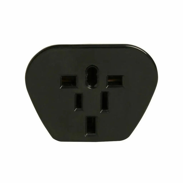 Black plug adapter on a white background