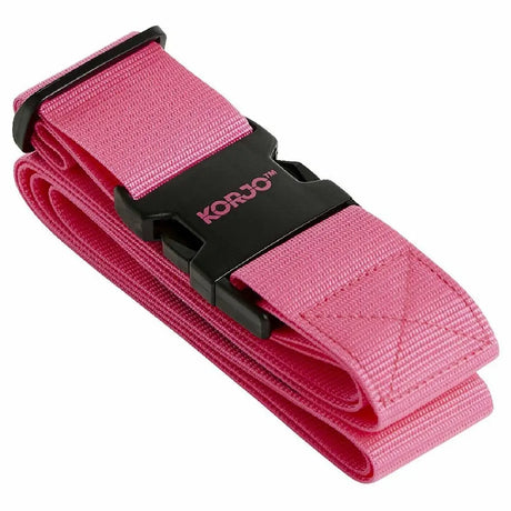 Pink belt with black buckle on a white background