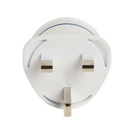 White wall socket with gold accents on a white background
