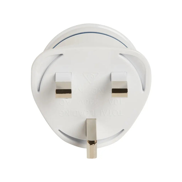 White wall socket with gold accents on a white background