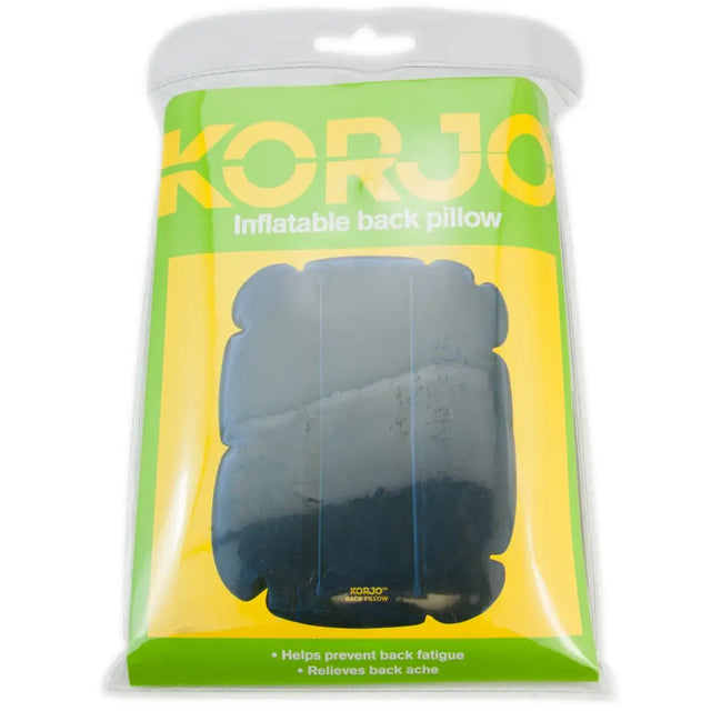 Korjo inflatable back pillow packaging on a white background