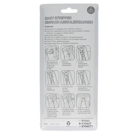 Packaging of an Easy Stripper with features listed on a white background