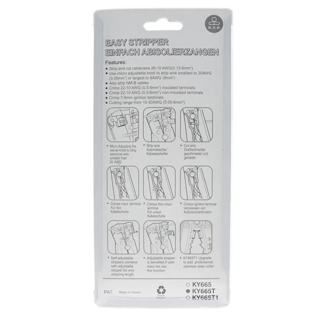 Packaging of an Easy Stripper with features listed on a white background