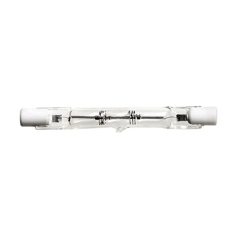 Kandolite Double Ended Linear R7s 240V 60W 78mm halogen light bulb clear glass showing double-ended J-type linear form factor on white background