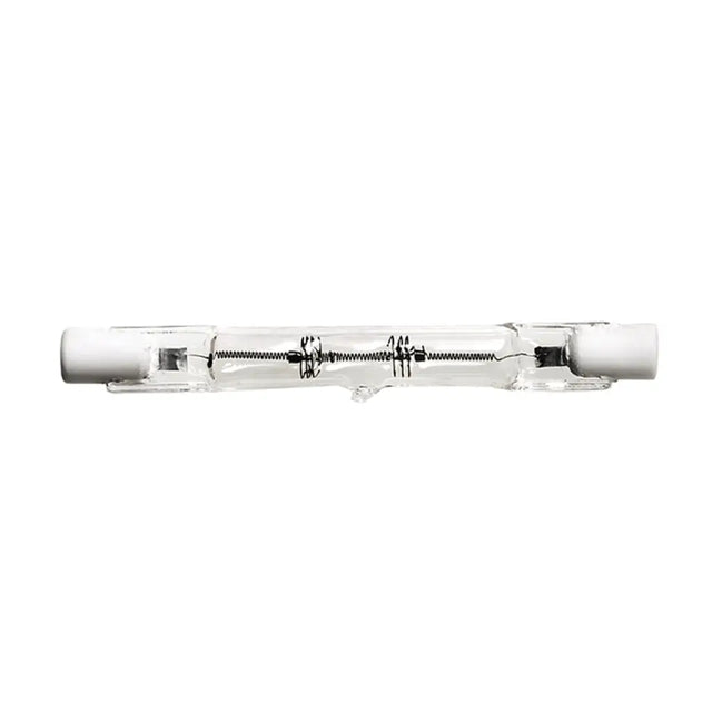 Kandolite Double Ended Linear R7s 240V 60W 78mm halogen light bulb clear glass showing double-ended J-type linear form factor on white background