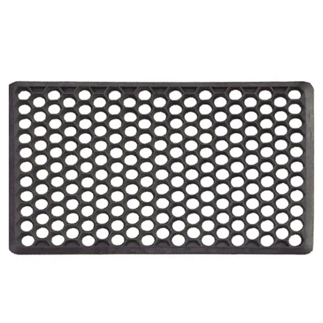Black perforated mat on a white background