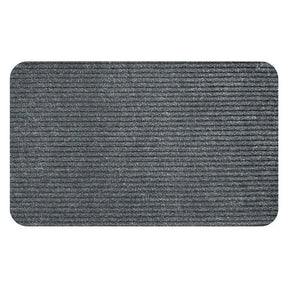 Rectangular gray doormat on a white background