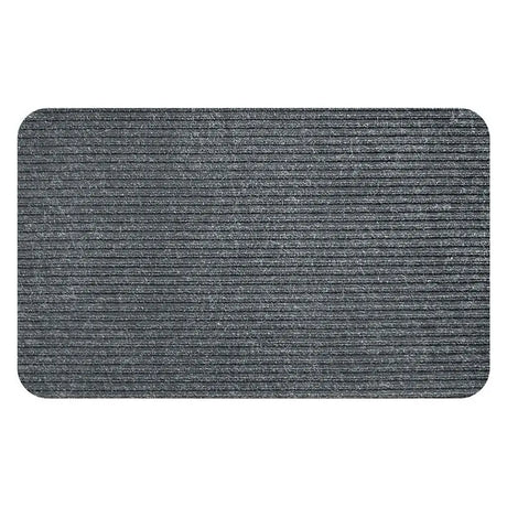 Rectangular gray doormat on a white background
