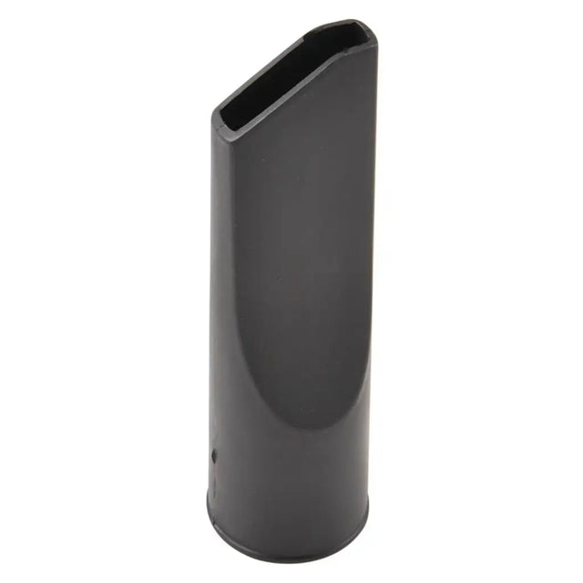 Black cylindrical object on a white background