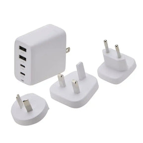 Korjo USB-A & USB-C 4 Port Power Hub with AUS, UK, EU and US interchangeable plugs