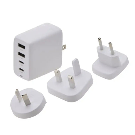 Korjo USB-A & USB-C 4 Port Power Hub with AUS, UK, EU and US interchangeable plugs