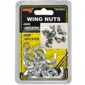 Packaged wing nuts with visible brand name on a white background