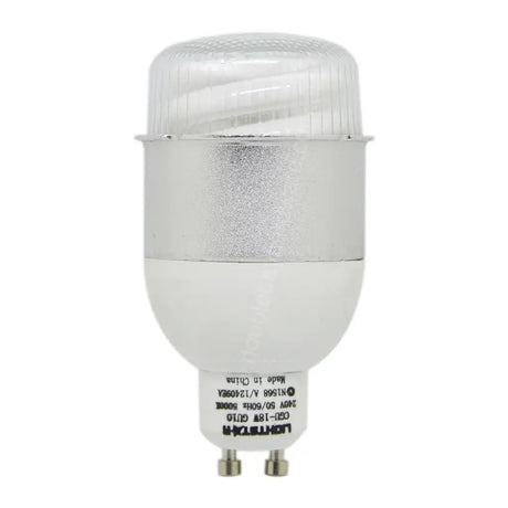 CFL GU10 light bulb on a white background