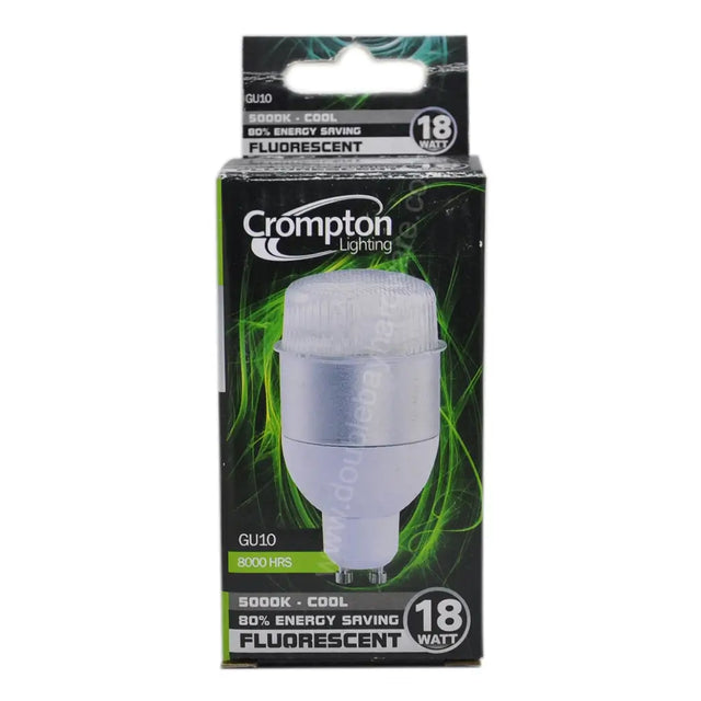 Crompton Lighting fluorescent bulb packaging on a white background