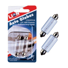 Packaging of Lion Auto Globes with two car bulbs on a white background