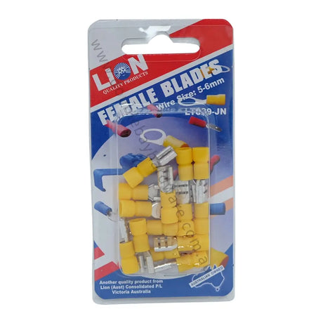 Packaged yellow female blades with Lion branding on a white background